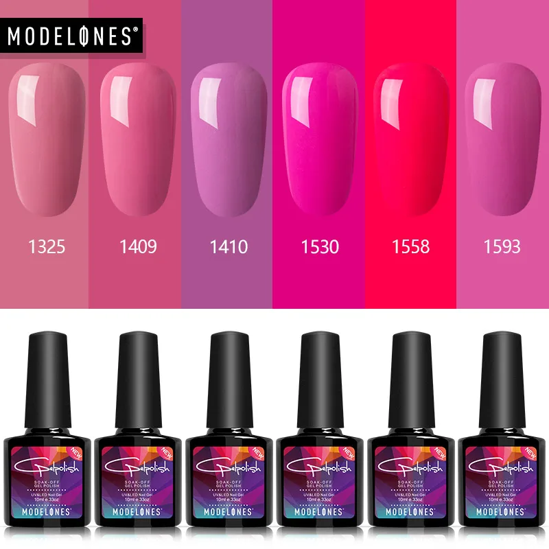 Modelones 6 шт./лот яркие розовые УФ гель лаки для ногтей наборы полупостоянных