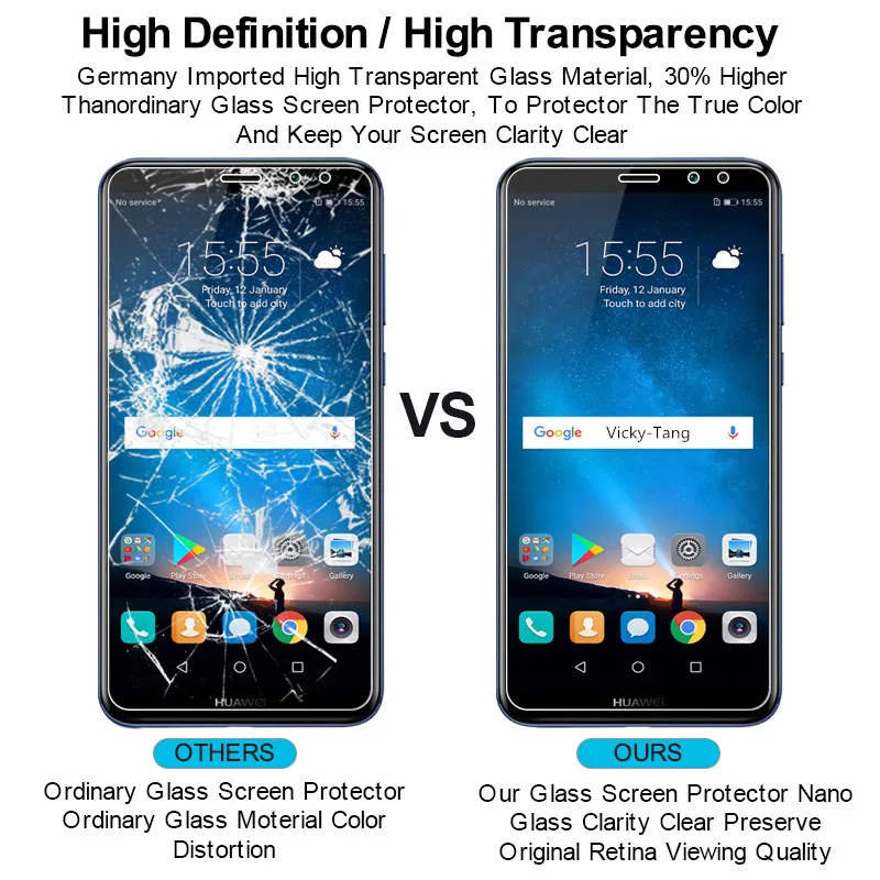 Защитное стекло для экрана Huawei Nova 2i закаленное с защитой от царапин пленка Mate10