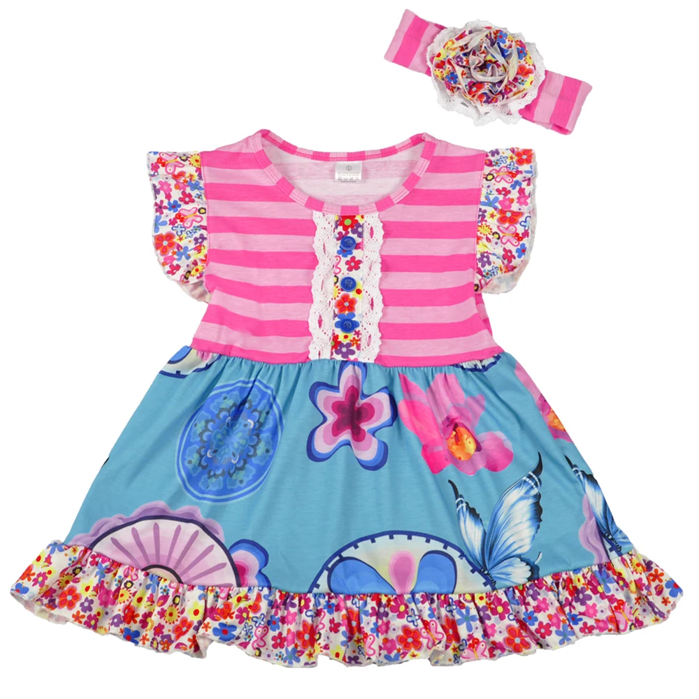 wholesale bulk Boutique Cute Girls Dress Hot Pink With Hairbow Clothing Ruffle Remake Children Princess Party LYQ712-011 | Детская