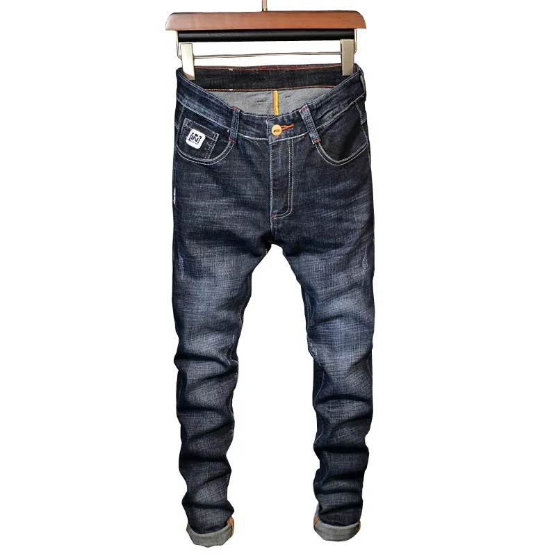 Skinny jeans men Drawstring Slim Fit Denim Joggers Stretch Male Jean Pencil Pants Blue Men's fashion Casual Hombre | Мужская одежда