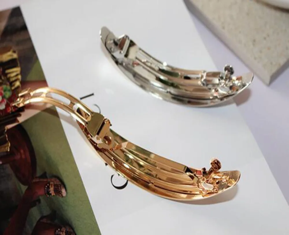 Модные дизайнерские украшения 2016 золото полированной плотная дуги заколка для