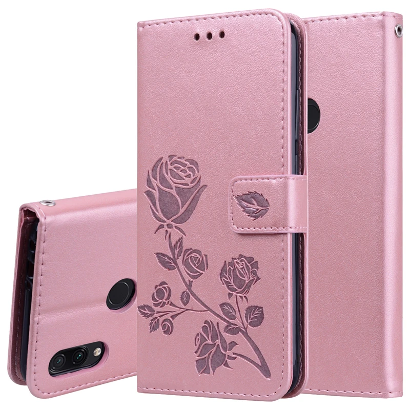 Кожаный чехол книжка с 3d изображением розы для Xiaomi Redmi Note 5 6 7 Pro 4X 5A Prime Global 6A plus S2 Mi A2