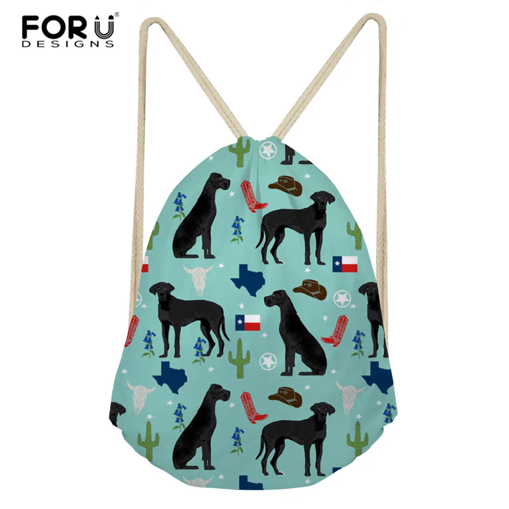 

FORUDESIGNS Great Dane Drawstring Bags String Sack Beach Women Travel Storage Package Functional backpack plecak worek sznuek