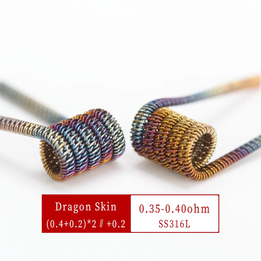 Радужный нагревательный провод Coil Father Fused Clapton Dragon Skin скрученный четырехъядерный