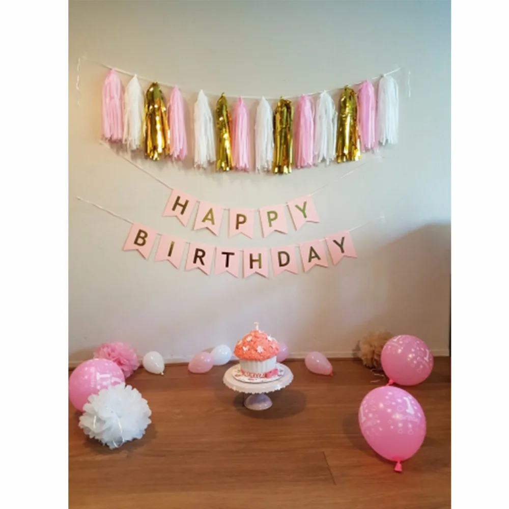 FENGRISE Розовый Happy плакат &quotс днем рождения&quot набор украшений для вечеринки
