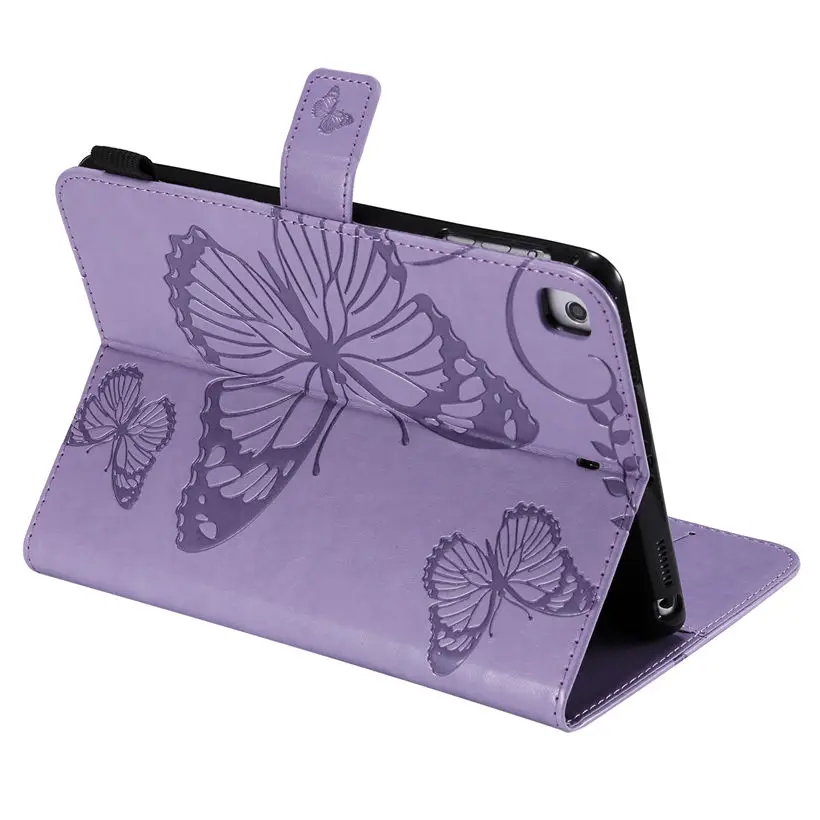 Чехол для Funda iPad Mini 1 2 3 4 7," чехол с тиснением бабочки из искусственной кожи чехол-подставка с функцией автоматического пробуждения/спящего режима