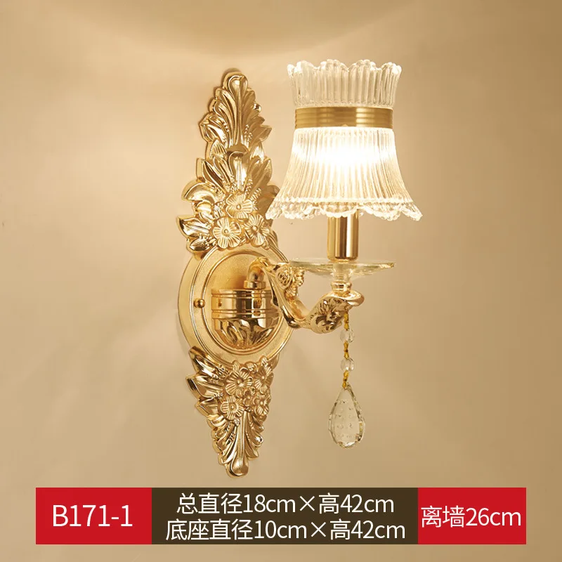 B Single light YOK 28*42 см светодиодный настенный светильник Европейский кристалл роскошный настенный светильник Лотос золотой двойной светильник Настенный светильник - Цвет абажура: B Single light