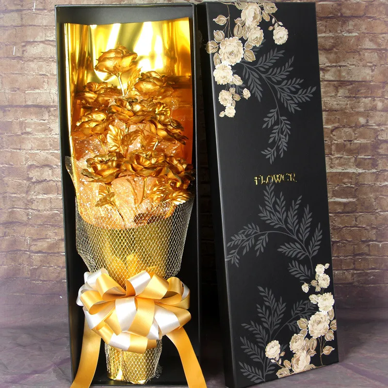 

Свадебная подставка для влюбленных, Золотая Роза с фоторамкой, цветок из золотой фольги, реквизит, подарок на день Святого Валентина