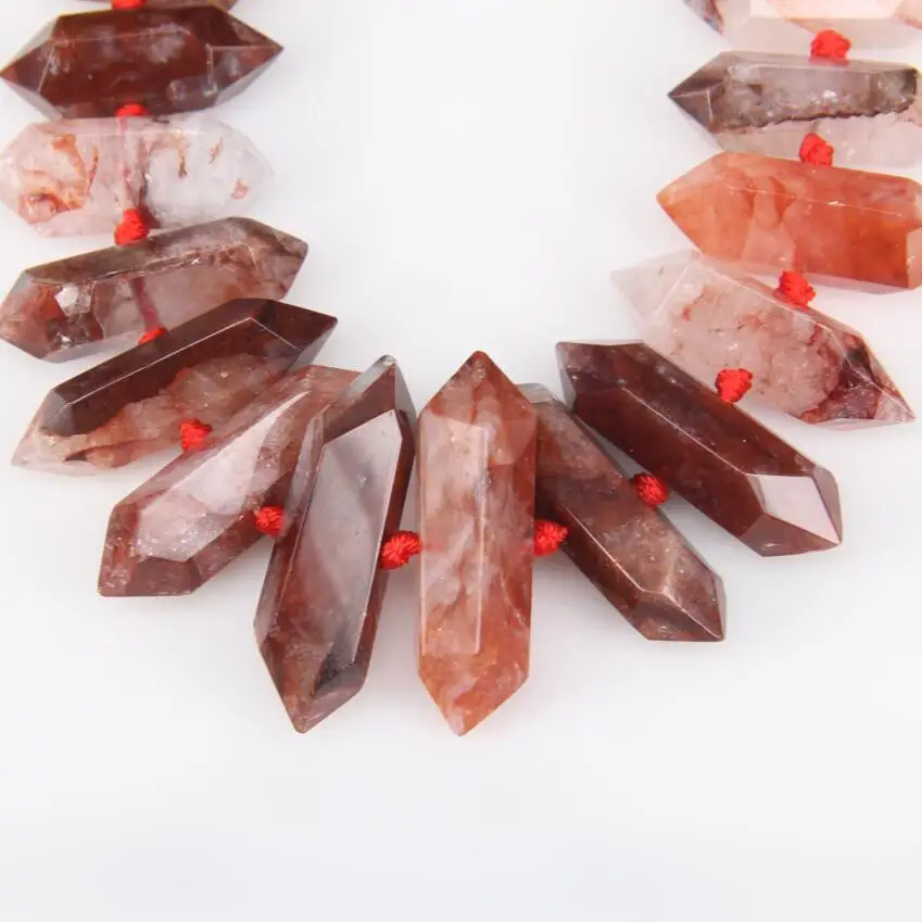 

26pcs strand Natural Red Quartz Drilled Double Stick Points Necklace Findings,Faceted Nuggets Raw Crystals Loose Beads Pendants