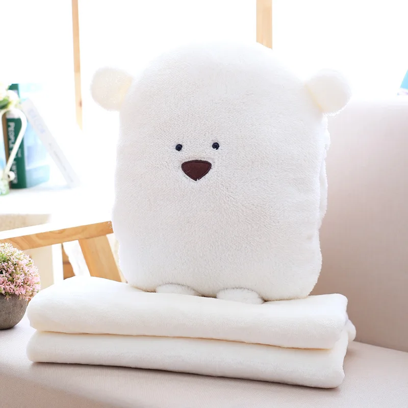 White Bear 40 см* 45cmCartoon плюшевая подушка мягкий милый плюшевый грелки подушки Одеяло 3-в-одном подарки на день рождения украшение дома - Цвет: White Bear