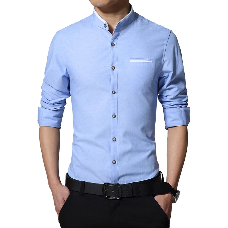 Мужская рубашка MIACAWOR однотонная Весенняя с длинным рукавом Camisa Masculina