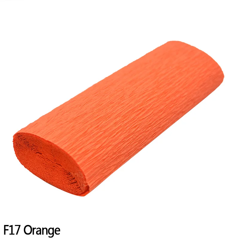 F17 Orange 250cm*10/15/25/50 cm Crinkled Crepe Paper Gifts Flower Wrapping Wedding Festive Party Decoration DIY Fold Scrapbooking Crafts - Color: F17 Orange
