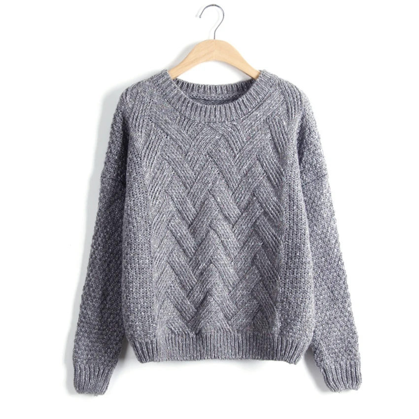 Casual Twist Knitted Sweater Women 2018 Autumn Long Sleeve O-neck Pullovers Loose Befree Jumpers Winter Warm Ladies Sweaters | Женская