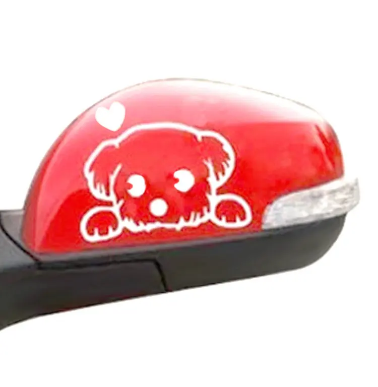 Черный белый мило маленькая собака наклейки светоотражающие водонепроницаемый