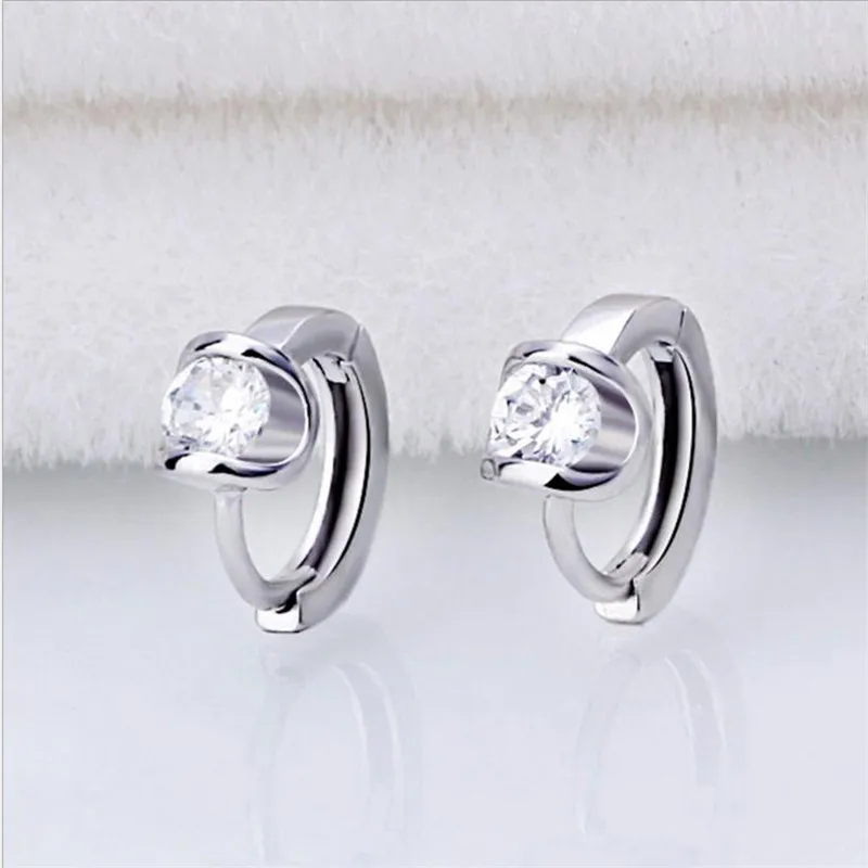 

TJP Top Quality Silver Plated Earrings For Women Party Accessories Trendy Crystal Round Girl Hoop Earrings Jewelry Girl