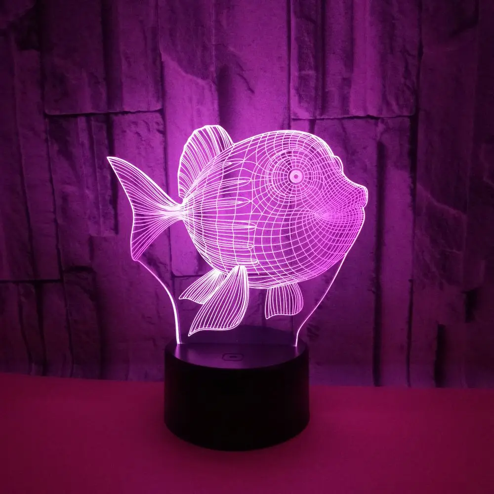 Настольная лампа Милая Золотая Рыба 3D LED USB декоративная детская спальня океан