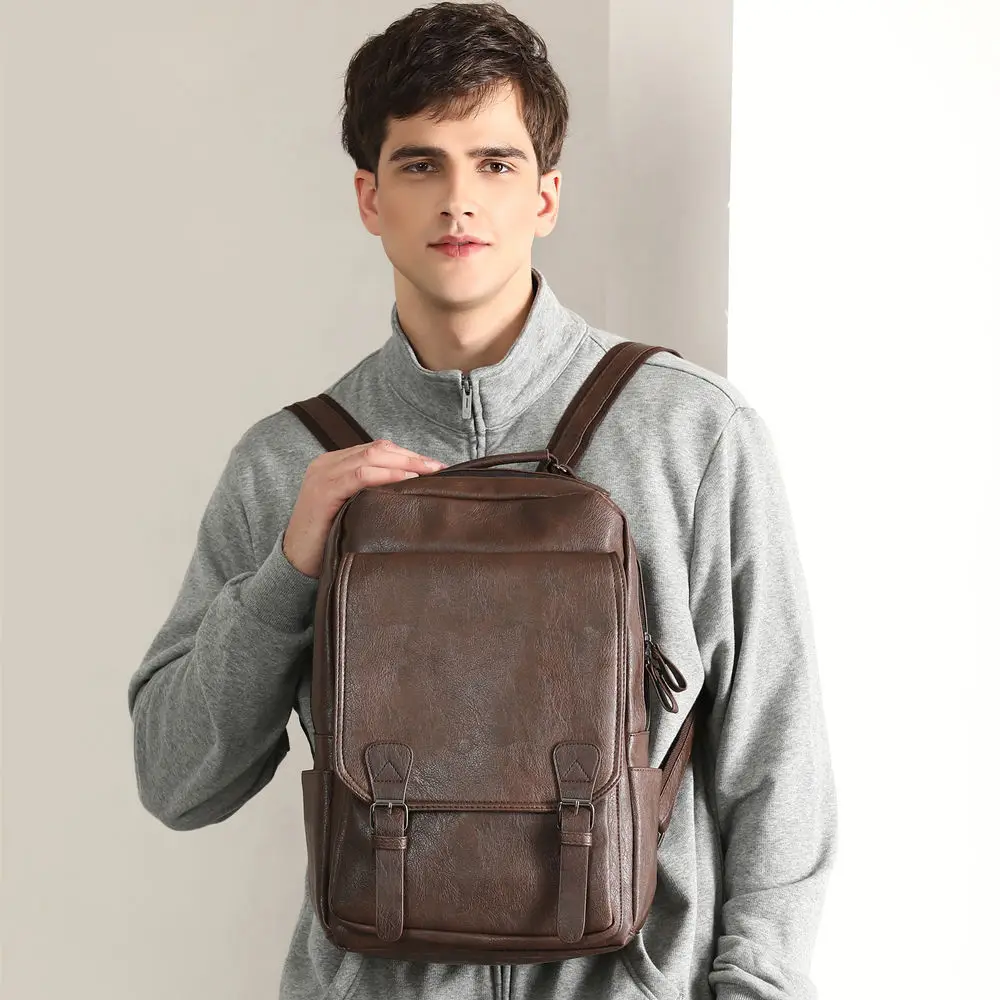 2019 мужской кожаный рюкзак высококачественный Молодежный дорожный школьная