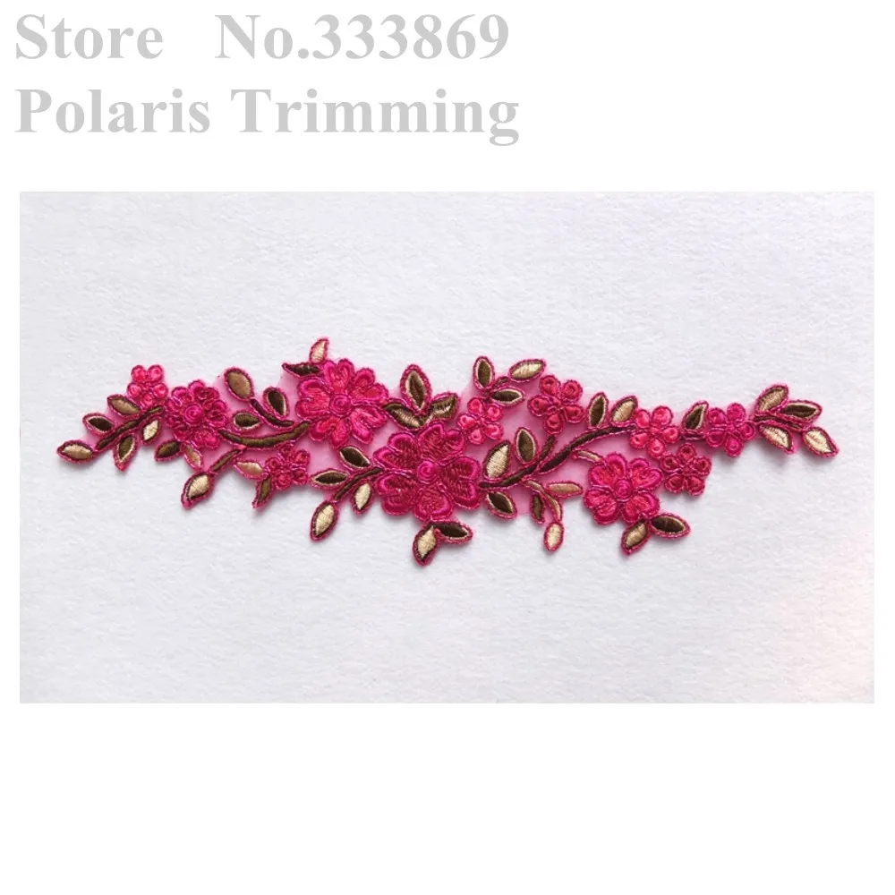 Free Shipping 1pc x Newest Fuchsia Pink/Pink/Maroon Flower Embroidery Lace Applique Trims Patches Motif Sewing DIY Crafts PBNC41 | Дом и сад