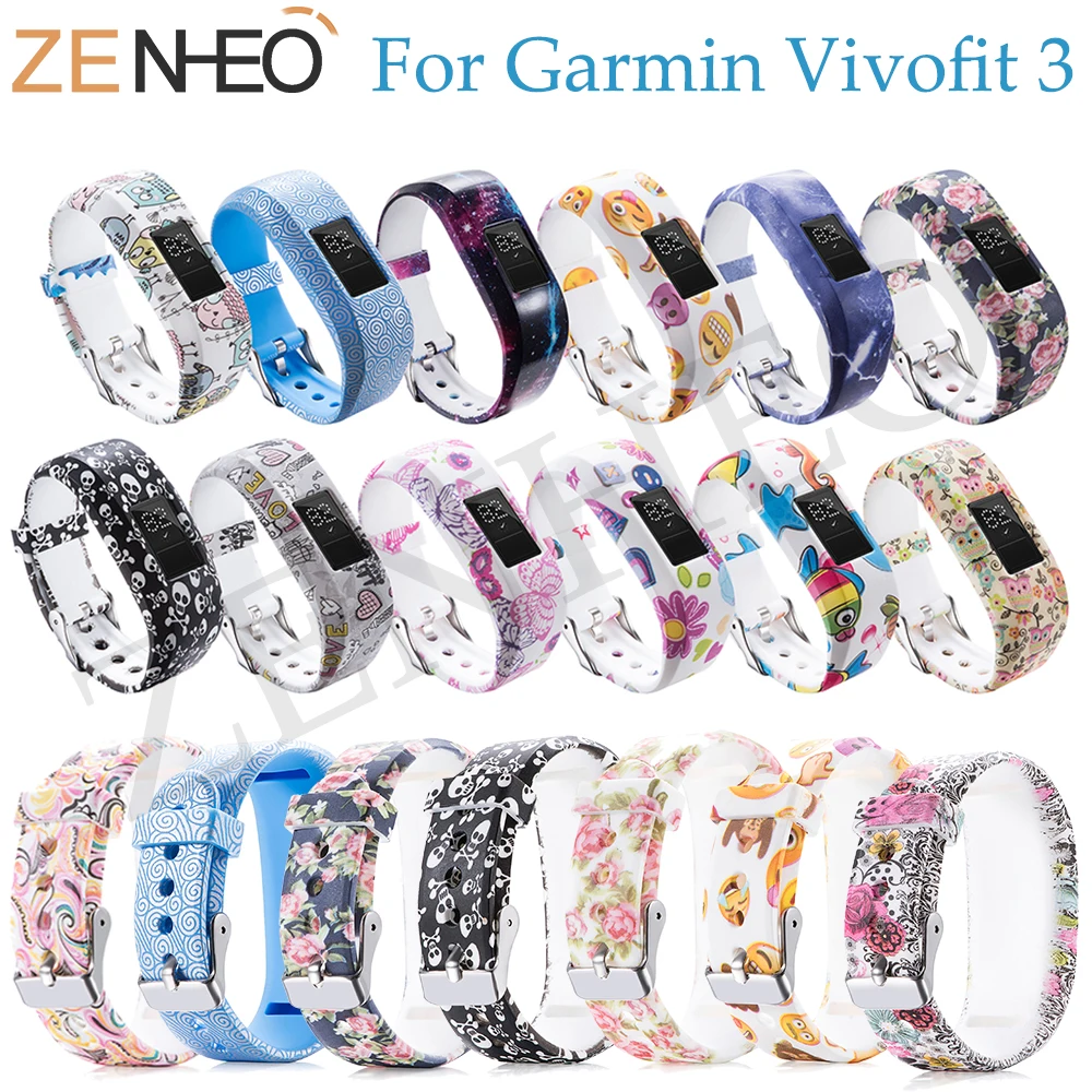 

NEW Silicone Bracelet Wristband for Garmin Vivofit 3 Soft Replacement Decorative Pattern Adjustable Strap for Garmin JR /JR2