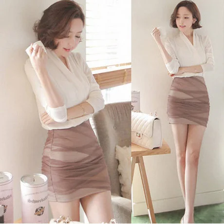 2016 Новый Вечернее Платье для Женщин Установлен 2 Костюмы Набор V Шеи элегантный