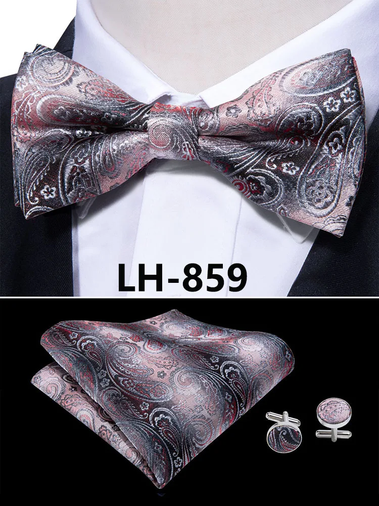 LF-803 Barry.Wang, модные мужские галстуки-бабочки из шелка, белые галстуки-бабочки Пейсли для мужчин, Свадебные вечерние галстуки для жениха, подарок для мужчин - Цвет: LH-859
