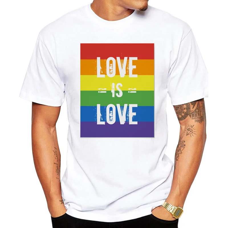 Мужская и женская футболка с принтом Pride летняя повседневная радужным для геев