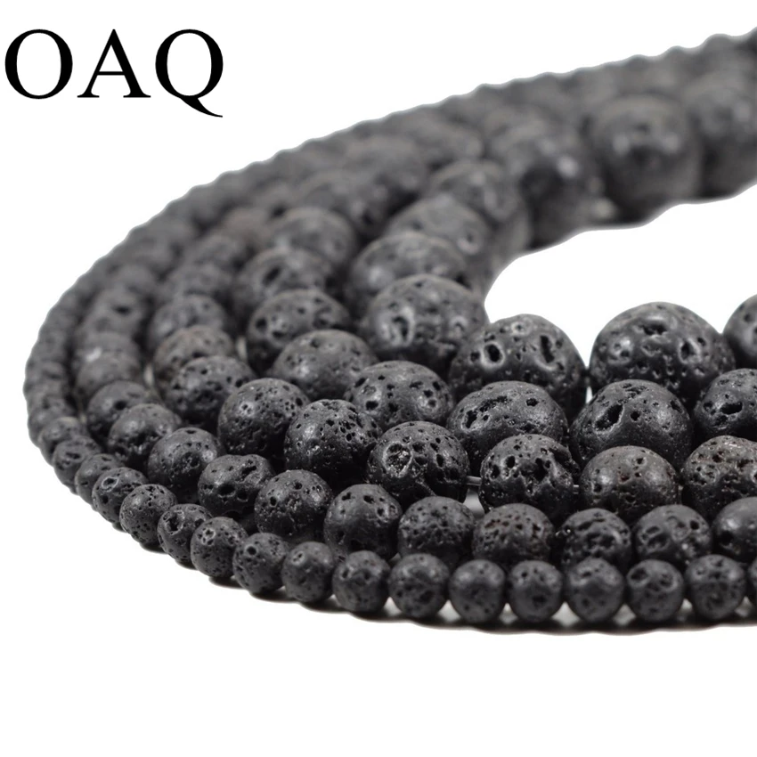 Черные вулканические лавовые бусины круглой формы для создания украшений оптовая продажа натуральных камней 4-14