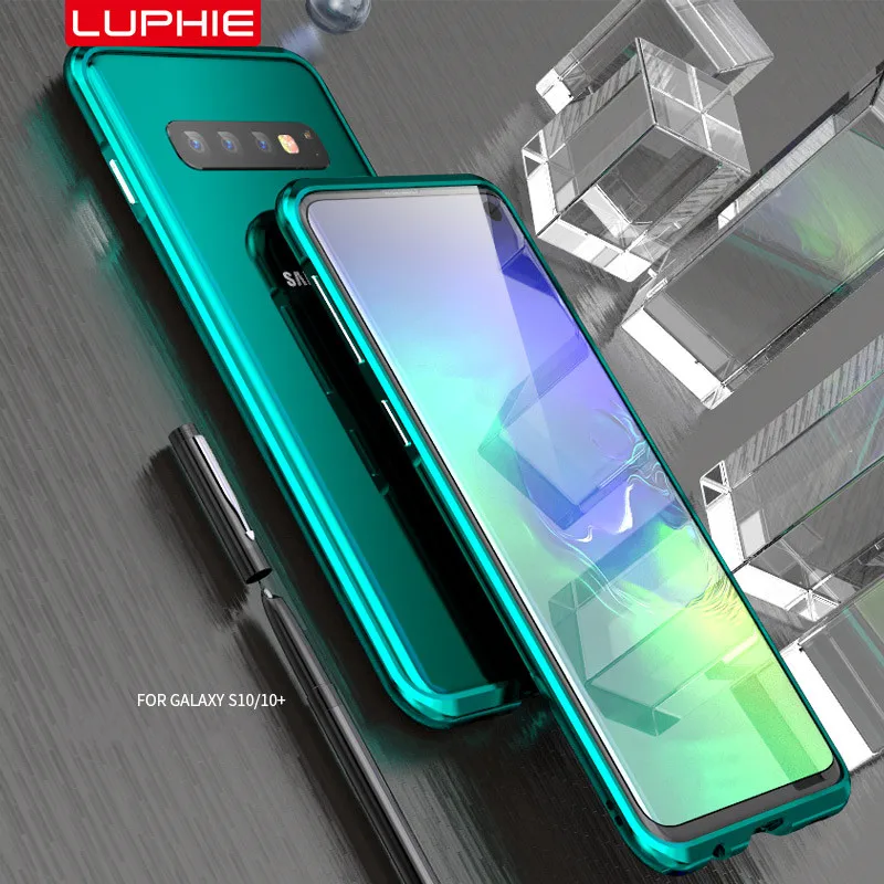 LUPHIE Curved Metal Bumper For Samsung Galaxy S10 Plus s10 Case Shockproof Aluminum Cover Protective Shell |