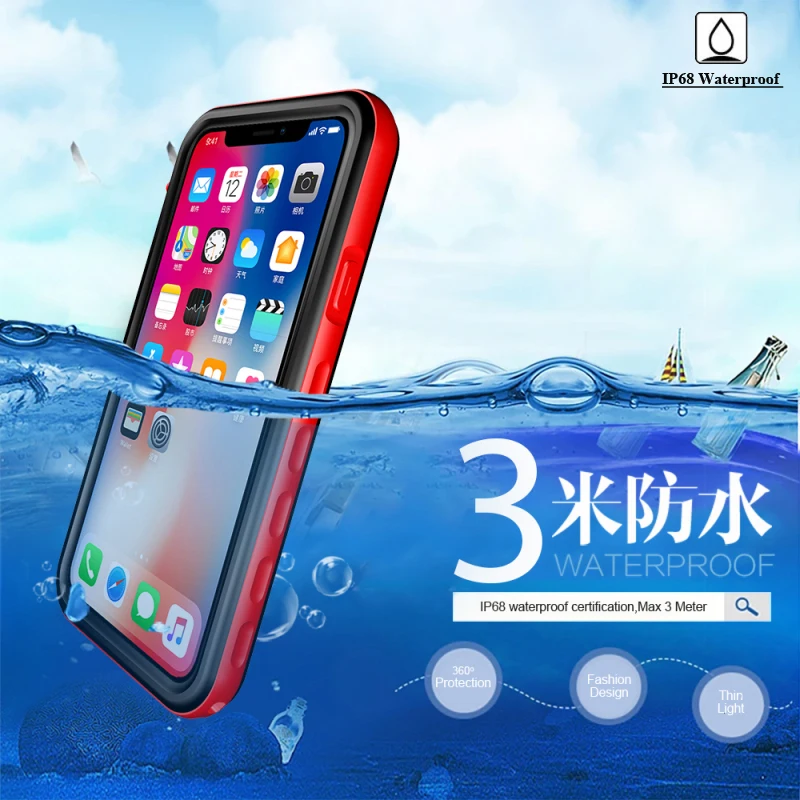 360 Защитный Водонепроницаемый чехол для iPhone 8 Plus X кристальная задняя и передняя