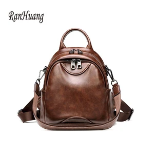 Женский рюкзак RanHuang из мягкой кожи, маленький школьный ранец высокого качества, винтажные сумки на ремне для девочек-подростков, A1425