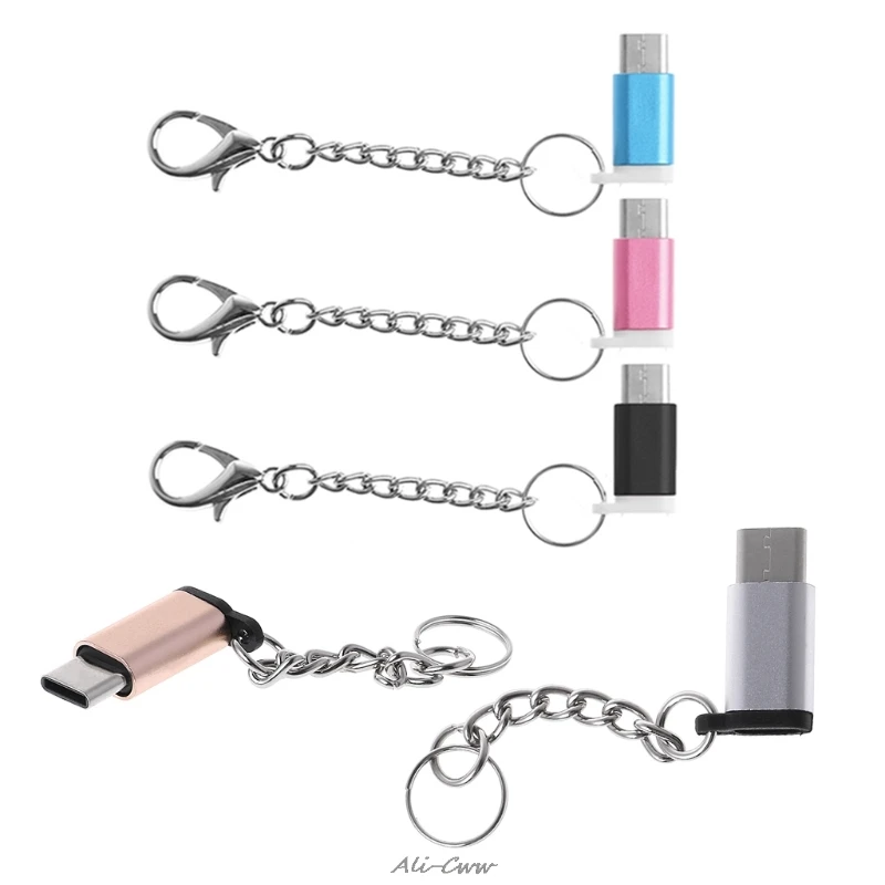 Переходник с разъемом USB 3 1 Type C папа на Micro мама адаптер цепочкой для ключей от
