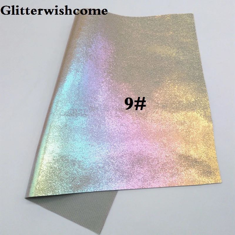 9 Glitterwishcome 21X29 см А4 Размер синтетическая кожа, переливчатая Радуга металлик искусственный из искусственной кожи Ткань Винил для бантов, GM072A - Цвет: 9