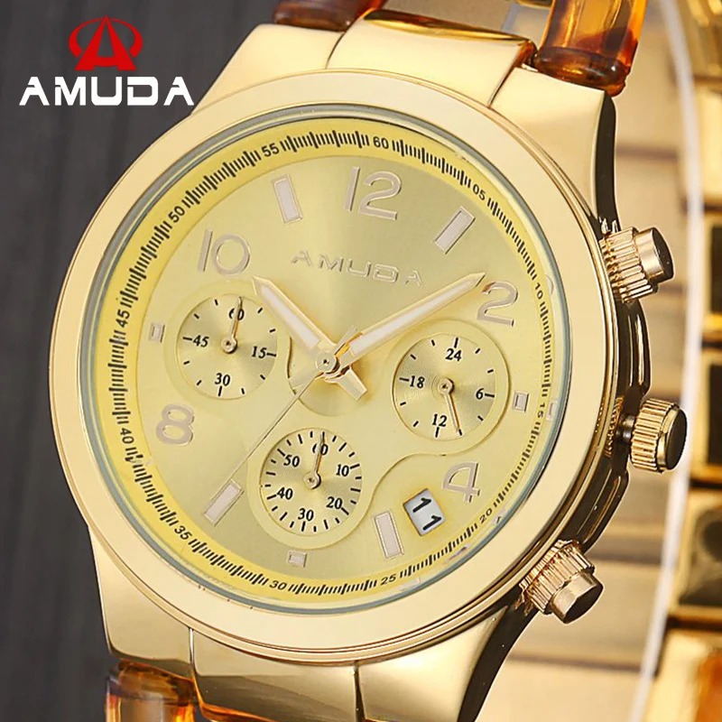 AMUDA женские часы с ремешком из сплава календарем люксовый бренд повседневные