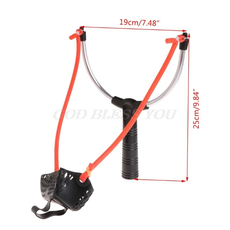 

Fishing Bait Slingshot Thrower Aluminum Alloy Elastic Powerful Catapult Food Bag Drop Shipping