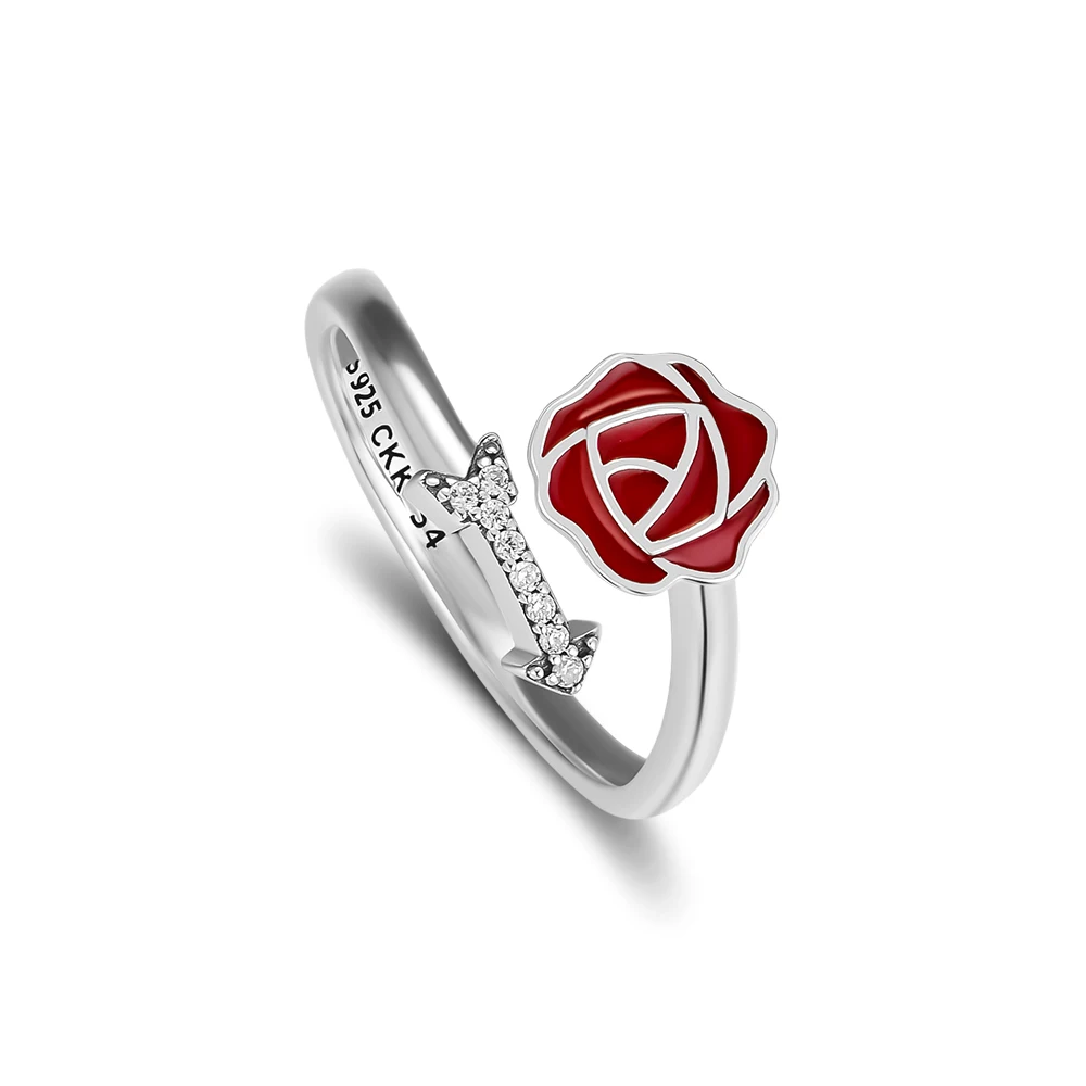 Кольца с эмалью в виде сердца красной ягодой 100% оригинальные женские серебряные