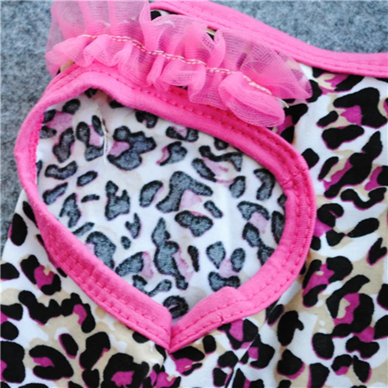 Одежда для собак Леопардовый принт платья летняя юбка Чихуахуа розовое животное