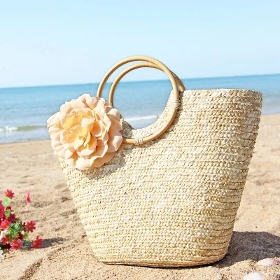 Женская сумка Новая Большая Цветочная вместительная Плетеная соломенная летние