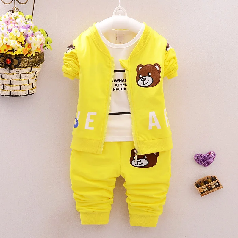 

New Hot baby boys girls clothing set Children spring autumn coat + pants fake three-piece suit kids clothes suit