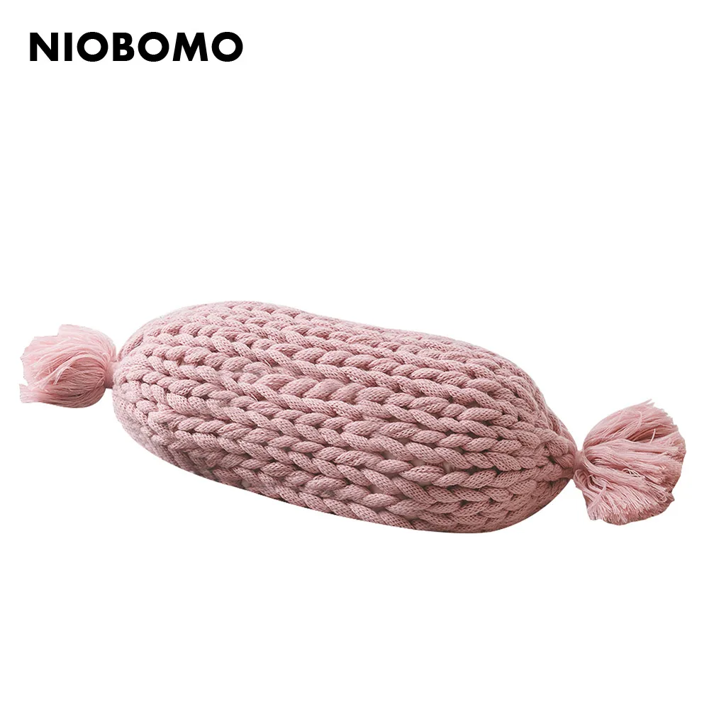 Niobomo акриловых волокон продолговатые трикотажные конфеты подушка 25*50 см
