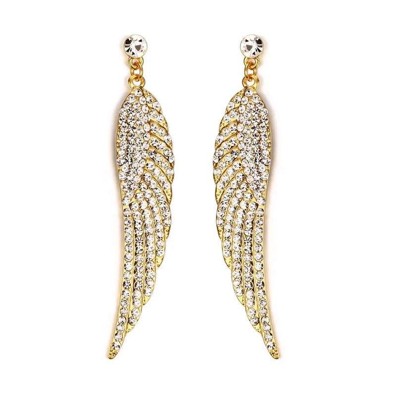 Модные украшения Крылья Ангела стразы серьги для женщин классический модный