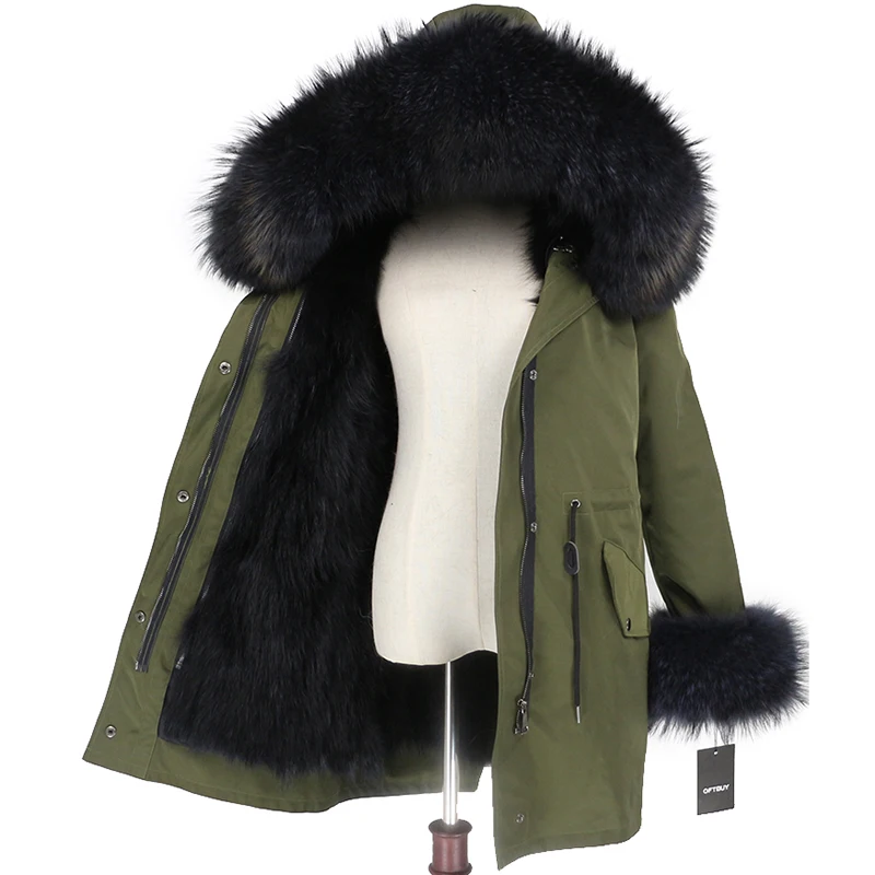 OFTBUY пальто с натуральным мехом енота, капюшон с манжетами, подкладка из лисьего меха, зимняя куртка, Женская длинная парка, водонепроницаемая верхняя одежда, новинка