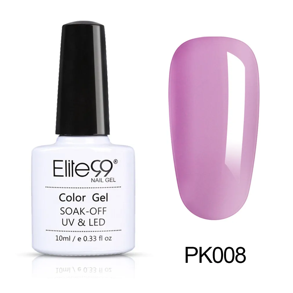 PK008 Elite99 10 мл Розовый Цвет гель лак для ногтей чистые цвета замочить Светодиодный УФ гель лак для ногтей, маникюр маникюрный лак украшение для ногтей - Цвет: PK008