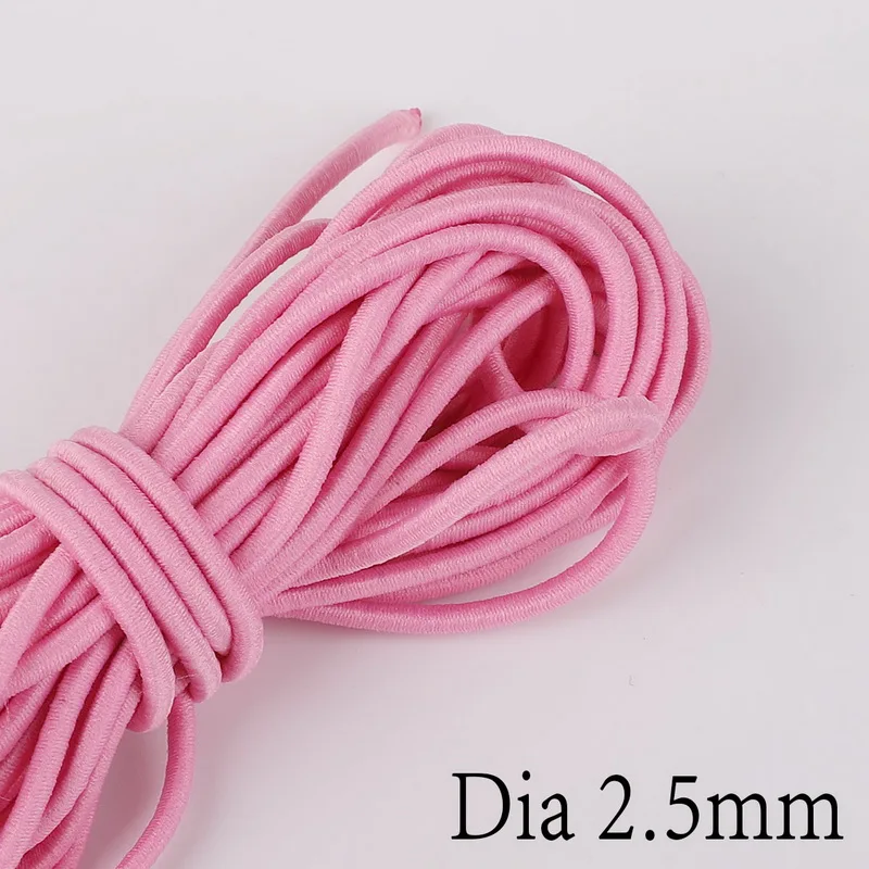 Pink 5 метров, ширина 2,5 мм, яркий высококачественный круглый эластичный Канатный шнур, эластичная лента, сделай сам, аксессуары для шитья ювелирных изделий - Цвет: Pink