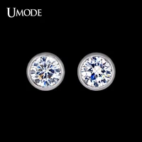 umode brand design popular 1 carat simple round aaa cubic zirconia stud earrings elegant jewelry for women ue0092