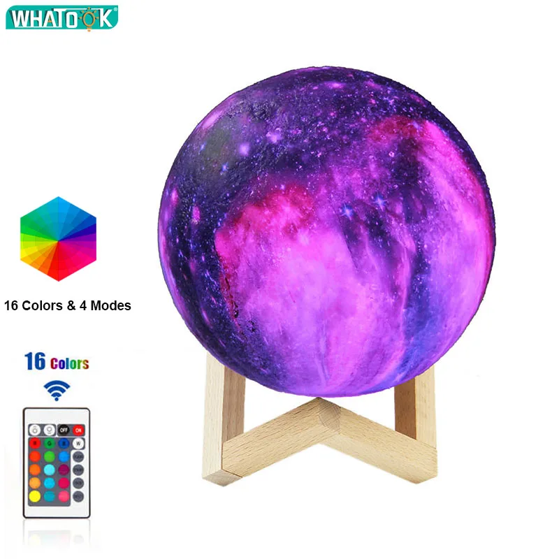 3D Светодиодная лампа с Луной ночник Galaxy USB звезда шар принт настольная украшение