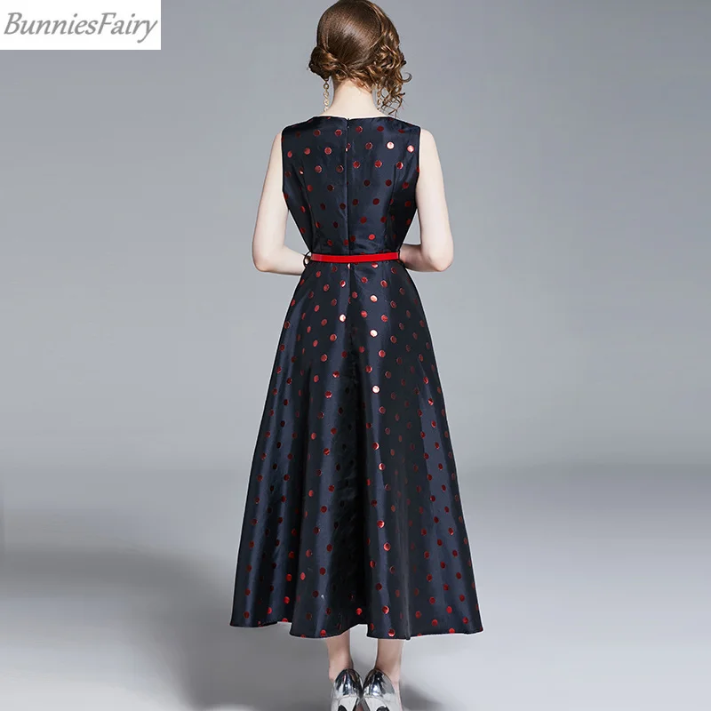 BunniesFairy 2019 весеннее женское винтажное красное платье в горошек с геометрическим