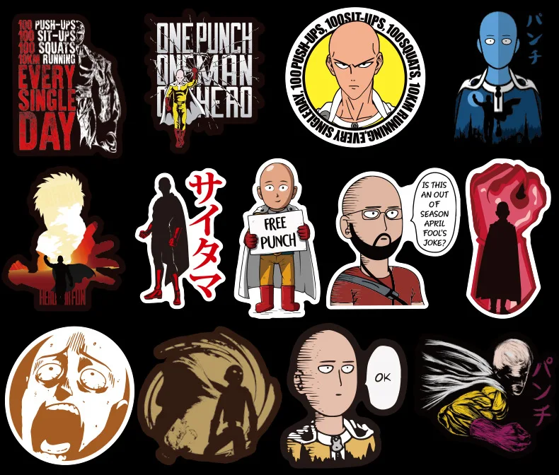70 шт. аниме ONE PUNCH-MAN Saitama стикер s для ноутбука пк скейтборд велосипед автомобиль мотоцикл DIY водонепроницаемая игрушка стикер F4