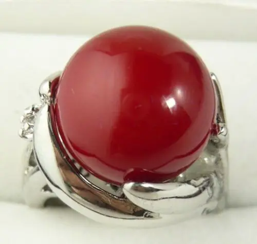 

Nice 18KGP Red Coral ring size 6-9 AAA Grade