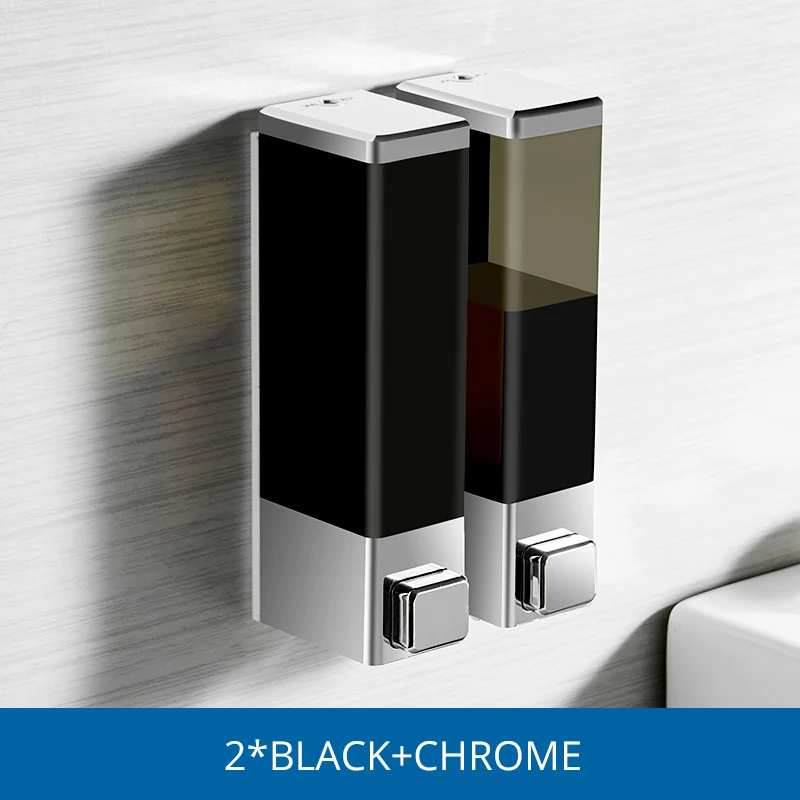 Double Black Chrome Fapully дозатор жидкого мыла 250 двойной настенный черный хром квадратный аксессуары для ванной комнаты оборудование удобство современный P144 - Цвет: Double Black Chrome