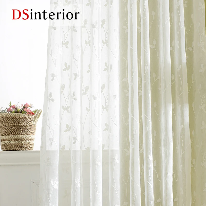 2016 новинки белый тюль с вышивкой шторы для окон спальни или гостиных|curtain rods